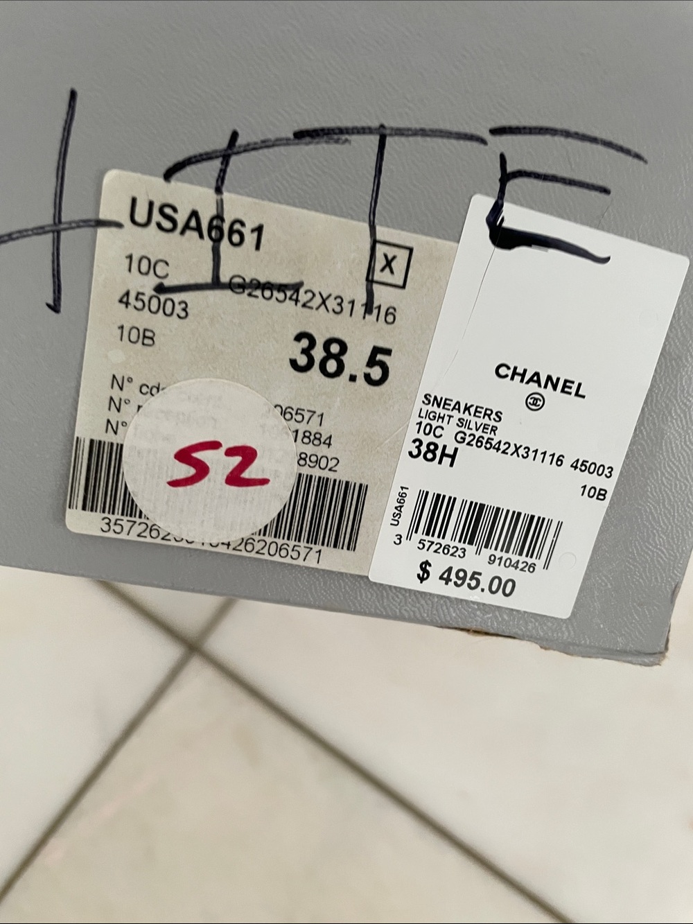 CHANEL Silver Crystal-Embellished Ribbon Lace Sneakers - Picture 5 of 5